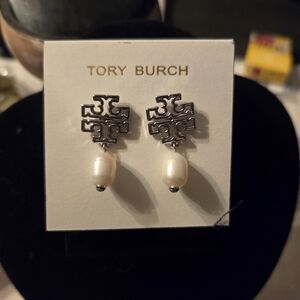 Tory Burch Silver and Pearl Earrings